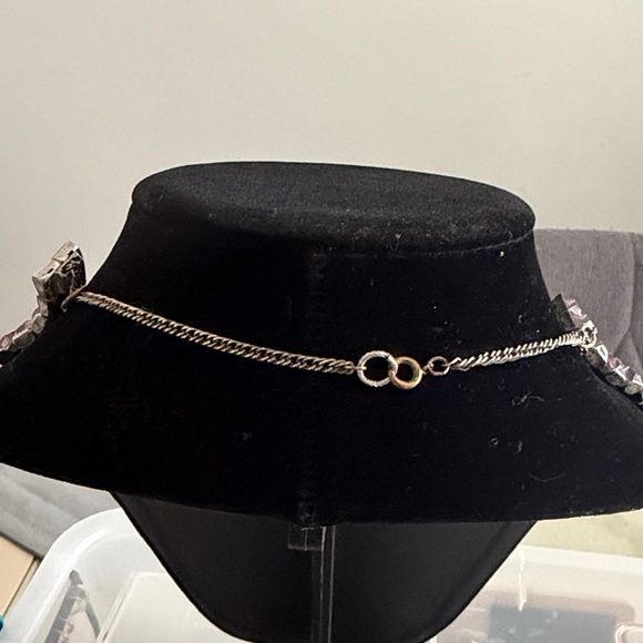 Vintage Amethyst Glass and Rhinestone Necklace - Picture 3 of 6